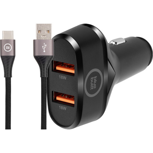 BlueBuilt Quick Charge 18W Autolader Zwart