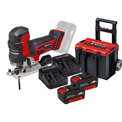 Einhell TP-JST 18/135 Li BL Solo 4,0 Ah Accu (2x) E-Case L Starterspakket