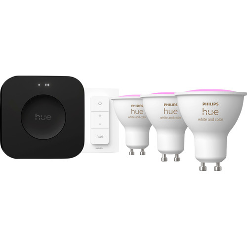 Philips Hue White and Color Starter Pack GU10 3-pack + Bridge Pro + dimmer