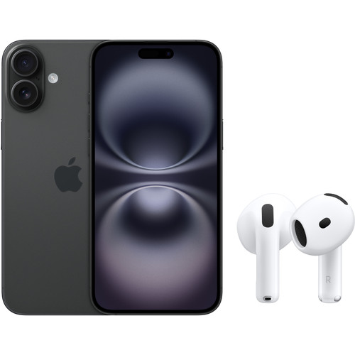 Apple iPhone 16 128GB Zwart + AirPods 4 Active Noise Cancellation