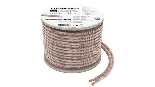 Luidspreker kabel (CCA) - 2x 4,00mm² / transparant - 20 meter