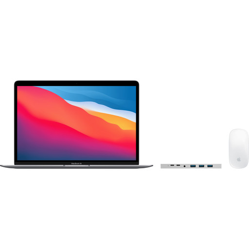 Apple MacBook Air (2020) MGN93N/A Zilver + Docking Station + Magic Mouse (2021) met grote korting