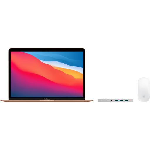 Apple MacBook Air (2020) MGND3N/A Goud + Docking Station + Magic Mouse (2021) met grote korting