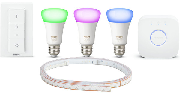 twee Baron Assimilatie Philips HUE Color Starter Kit + 2 meter Lightstrip - Coolblue - Voor  23.59u, morgen in huis