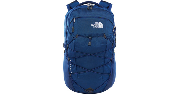 blue and white north face backpack