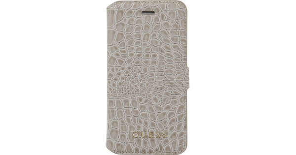 maat Eerder Schrijfmachine Guess Croco Apple iPhone 7/8 Book Case Beige - Coolblue - Voor 23.59u,  morgen in huis