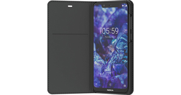 Nokia 5.1 Plus Slim Flip Book Case Black