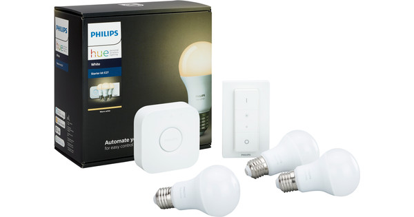 kwartaal avontuur natuurlijk Philips Hue Starter Pack White met Dimmer - Coolblue - Voor 23.59u, morgen  in huis