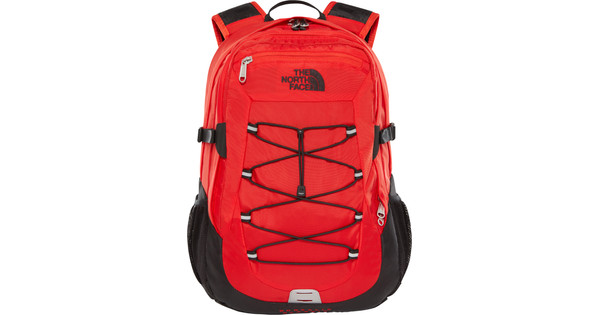 black and red north face backpack