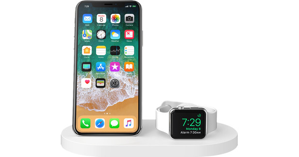 Belkin Boost Up Draadloze Oplader met USB A Poort iPhone/Apple Watch Wit - Voor 23.59u, morgen huis