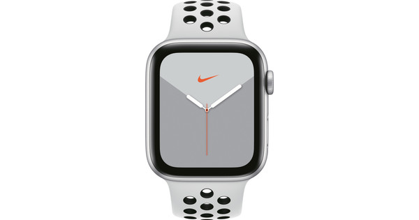 Apple Watch Nike Series 5 44mm Zilver Aluminium / Witte Sportband