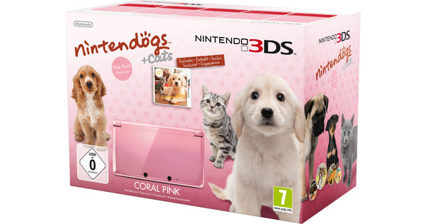 Nintendo 3DS Coral Pink + Nintendogs + Cats: Retriever