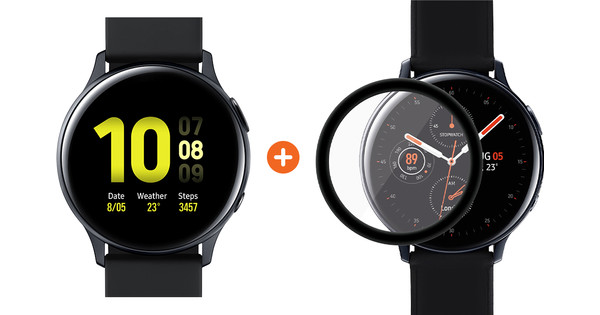 Samsung Galaxy Watch Active2 Zwart 40 mm Aluminium + PanzerGlass Samsung Galaxy Watch Acti