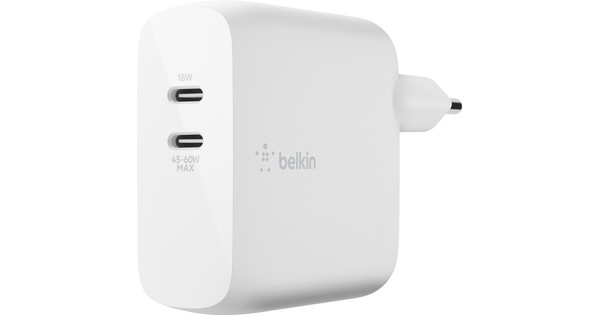 agentschap Ontkennen vermijden Belkin Power Delivery GaN Oplader met 2 Usb Poorten 60W - Coolblue - Voor  23.59u, morgen in huis