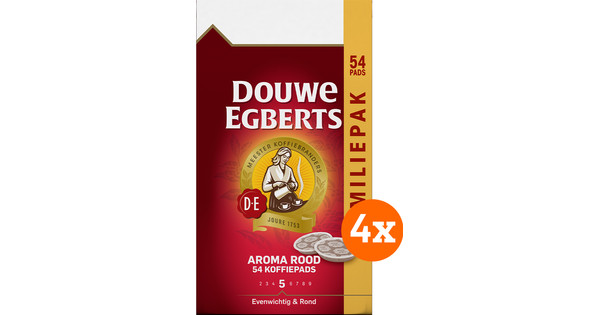 Douwe Egberts Aroma Rood Koffiepads Familiepak 4 x 54 stuks