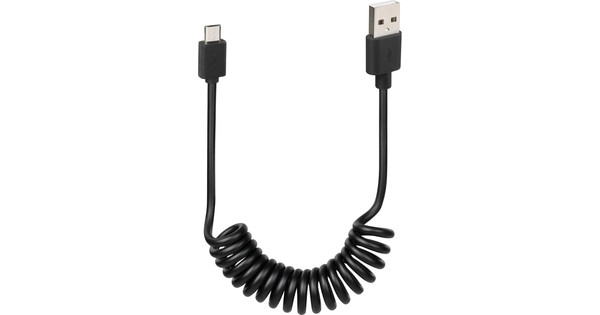 Lampa USB-A to Micro USB Coil Cable Black 1m