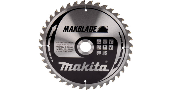 Makita Saw Blade for Wood 260x30x2.3mm 40T