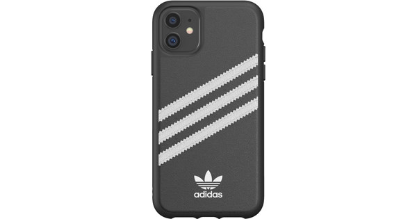 Adidas Apple iPhone 11 Back Cover Leer Zwart/Wit