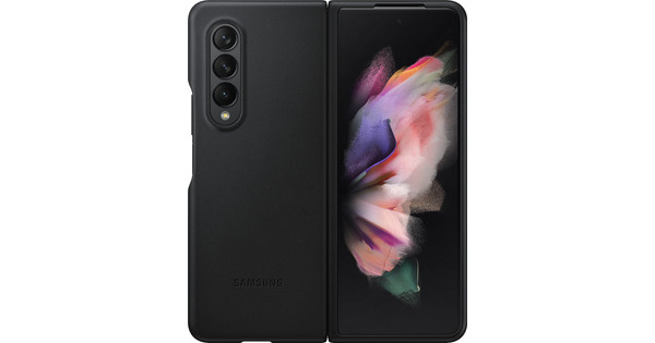 Samsung Galaxy Z Fold 3 Back Cover Leer Zwart