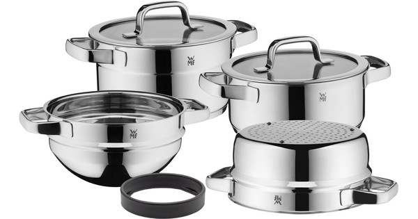 WMF Compact Cuisine Cookware Set with Steam Insert and Mixing Bowl 4 ...