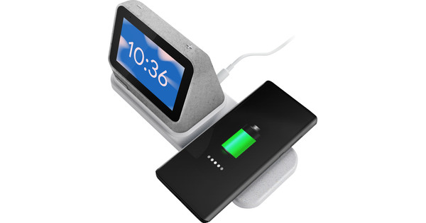Lenovo Smart Clock 2 Gray + Wireless Charger - Coolblue - Before 23:59,  delivered tomorrow