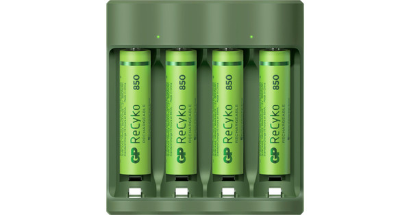 Grof Vertrek naar Overgave GP Batteries USB batterijlader B421 + 4x AAA 850 mAh - Coolblue - Voor  23.59u, morgen in huis