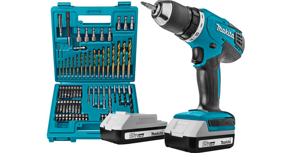 pizza Sanselig forhåndsvisning Makita HP457DWE + 75-piece Bit and Drill Set - Coolblue - Before 23:59,  delivered tomorrow