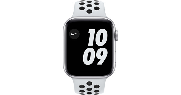 Apple Watch Nike SE 4G 44mm Zilver Aluminium Witte Sportband