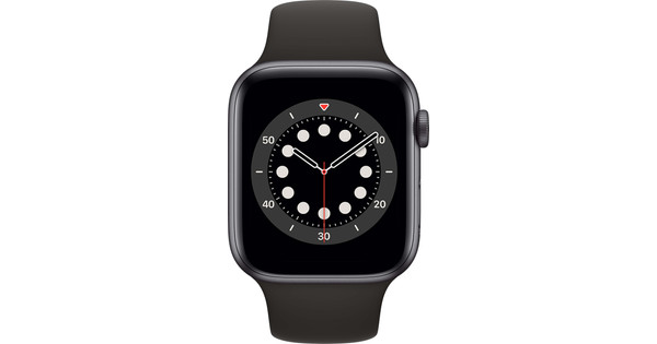 Apple Watch Series 6 44mm Space Gray Aluminium Zwarte Sportband