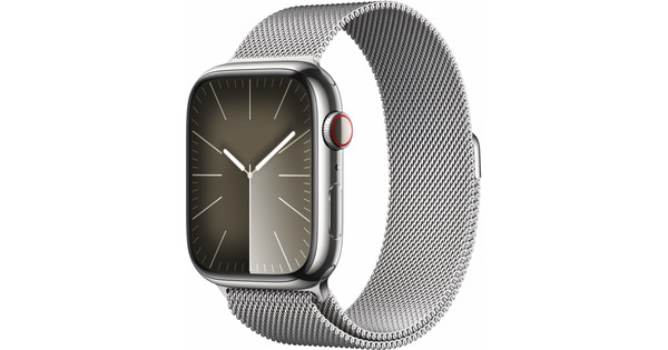 Apple Watch Series 9 4G 45mm Silver Stainless Steel Milanese Watch Strap