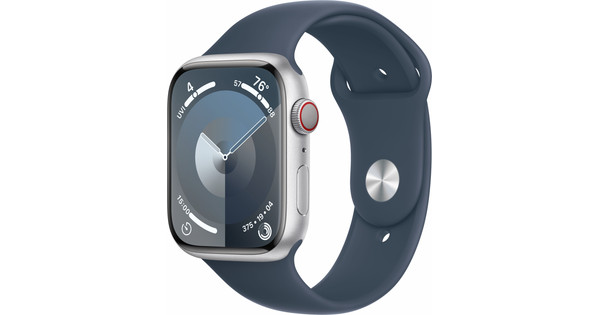 Apple Watch Series 9 4G 45mm Zilver Aluminium Sportband Blauw M/L