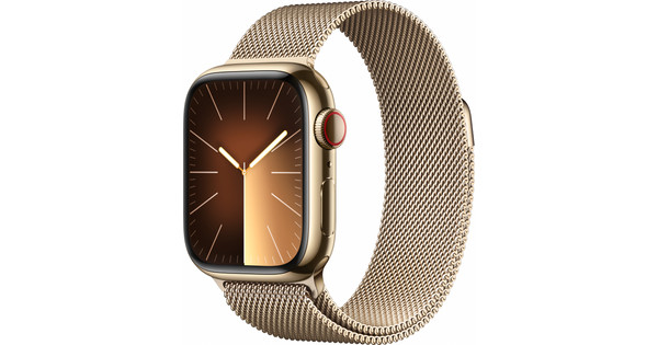 Apple Watch Series 9 4G 41mm Goud Rvs Milanese Polsband Coolblue Voor 23.59u morgen in huis