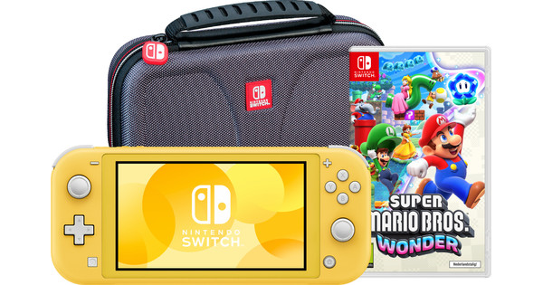 Nintendo Switch Yellow + Super Mario Bros. Wonder + Travel Case ...