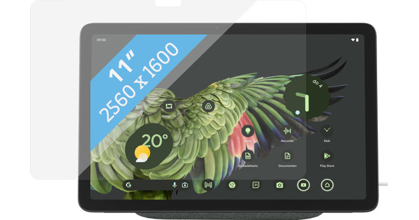 Google Pixel Tablet 128GB Wifi Grijs en Oplaaddock met Speaker + BlueBuilt Screenprotector