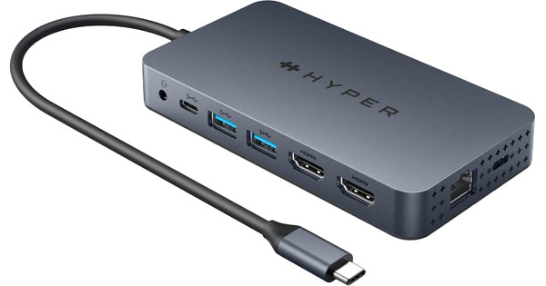 Hyper HyperDrive Dual 4K HDMI 10-in-1 Docking Station for MacBook Blue