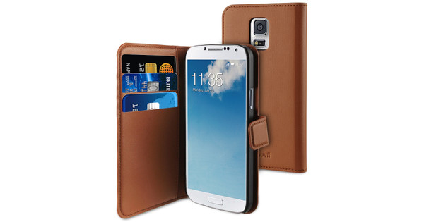 Prestigieus eten Sjah Muvit Wallet Case Samsung Galaxy S5 Mini Bruin - Coolblue - Voor 23.59u,  morgen in huis