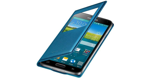 Boom George Eliot fiets Samsung Galaxy S5 S View Cover Blue - Coolblue - Voor 23.59u, morgen in huis
