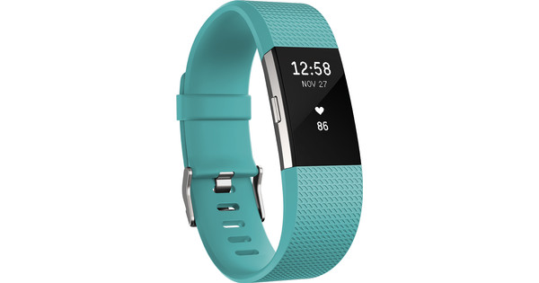 Fitbit Charge 2 Teal/Silver - L - Coolblue - Voor 23.59u, morgen in huis