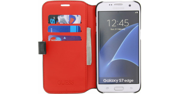 som Gestaag Metalen lijn Guess Saffiano Samsung Galaxy S7 Edge Book Case Zwart - Coolblue - Voor  23.59u, morgen in huis