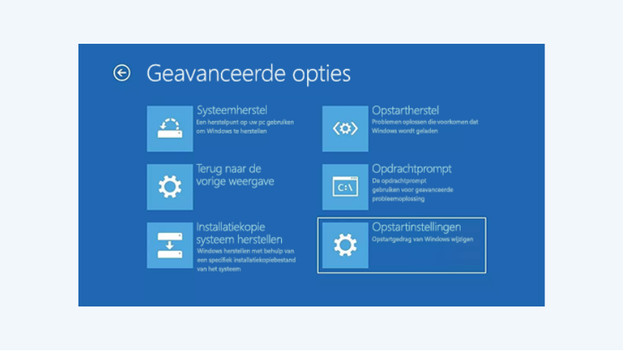 Opstart opties Windows scherm.