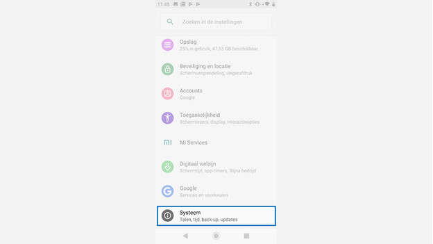 Android One system settings