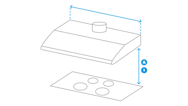 Drawing range hood dimensions