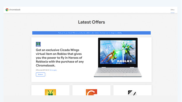 Webpagina met Chromebook Offers
