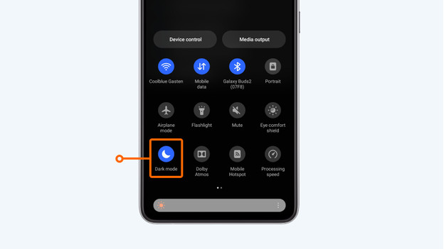 Dark mode Samsung smartphone