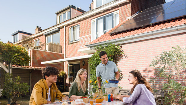 Solar roof with family