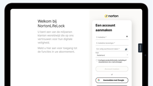 Norton account aanmaken