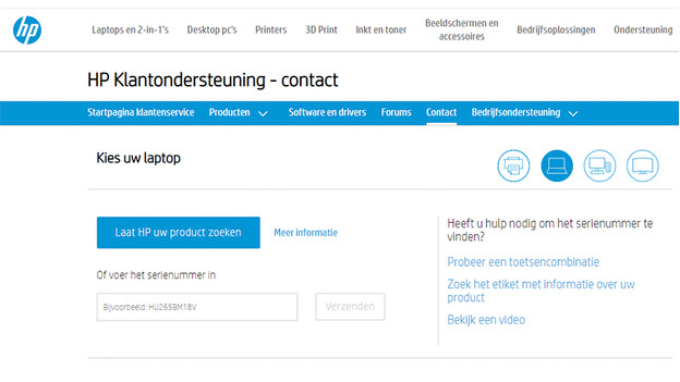 De supportwebsite van HP raadplegen.