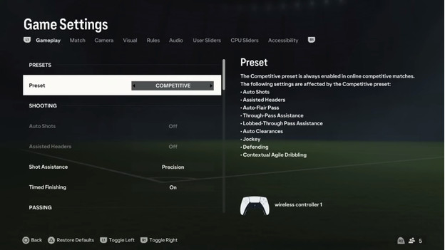 Settings EA Sports FC