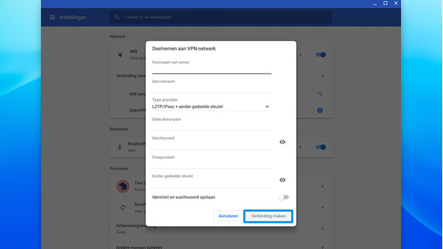 Verbinding maken met VPN op Chrome OS. 