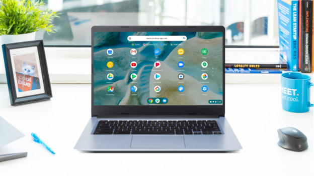 ChromeOS beginscherm op Chromebook.